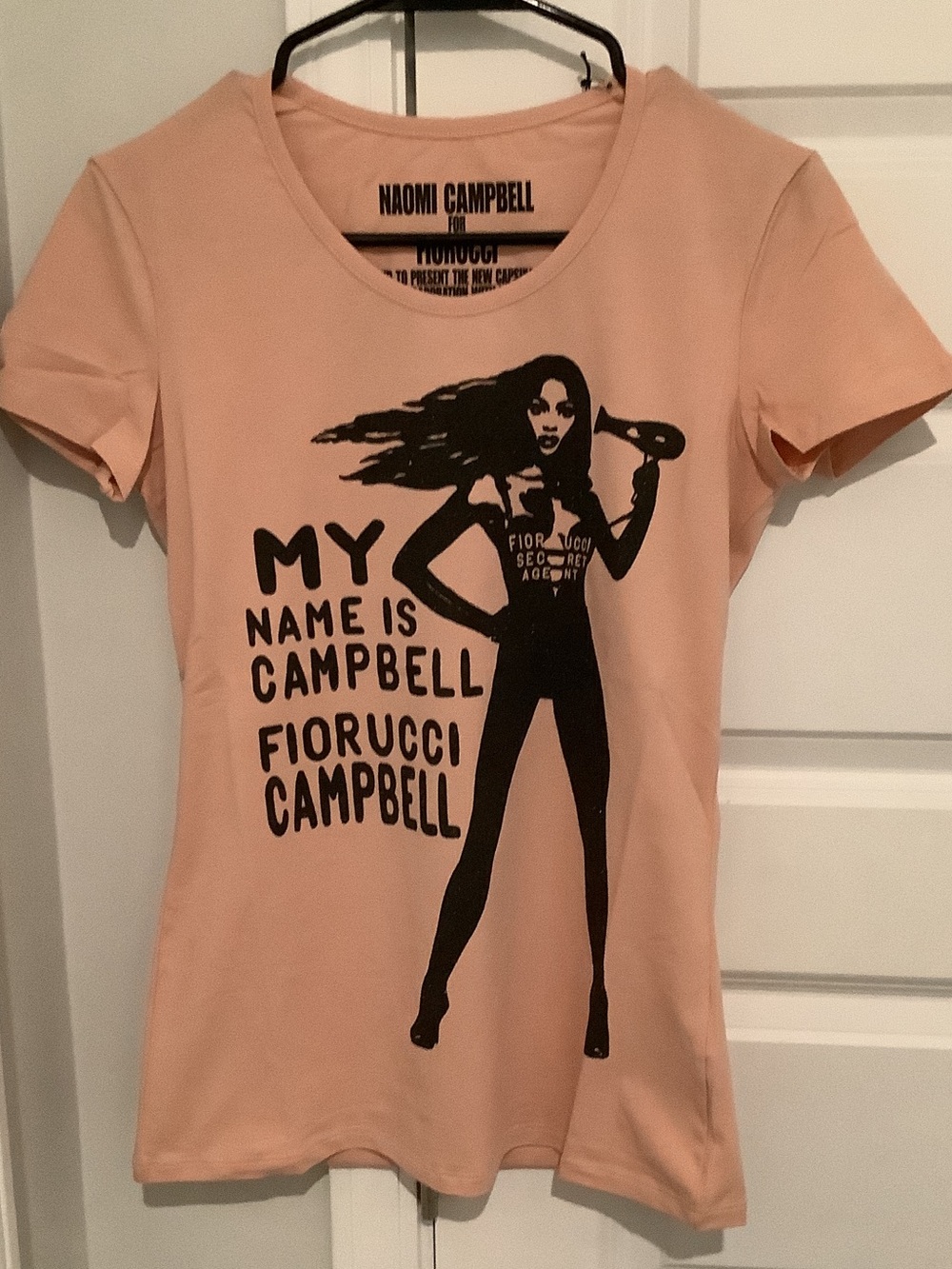 Fiorucci Naomi Campbell Peach Short-Sleeve Graphic Tee, Brand New